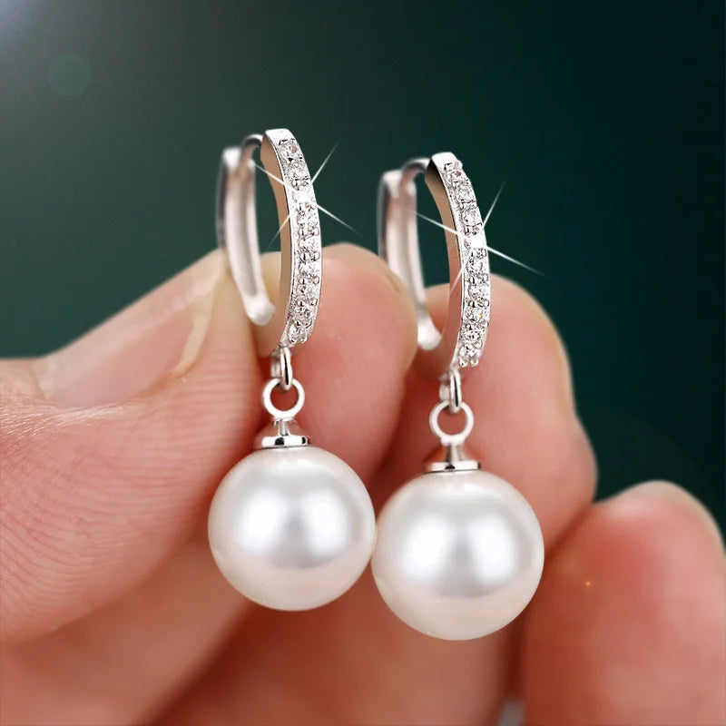 2024 Pearl Earrings Genuine Natural Freshwater Pearl 925 Sterling Silver Earrings Pearl Jewelry For Wemon Wedding Gift