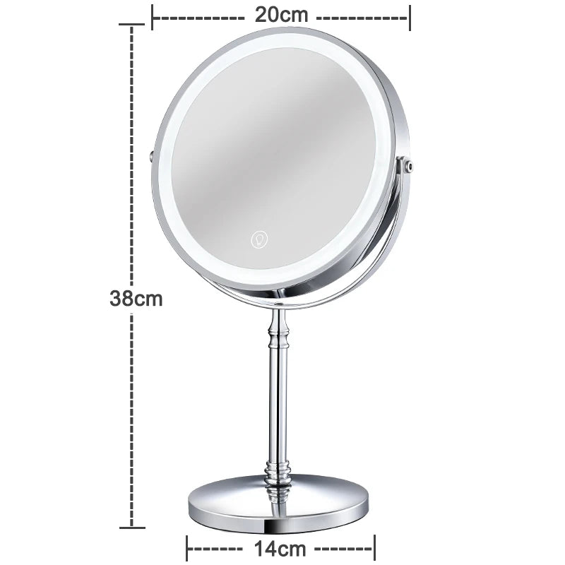 8 Inch Gold Makeup Mirror With Light USB Charging 10X Magnifying Vanity Mirror Backlit Adjustable Light Standing Cosmetic Mirror