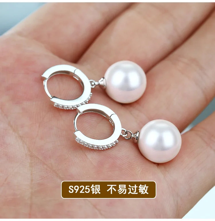 2024 Pearl Earrings Genuine Natural Freshwater Pearl 925 Sterling Silver Earrings Pearl Jewelry For Wemon Wedding Gift