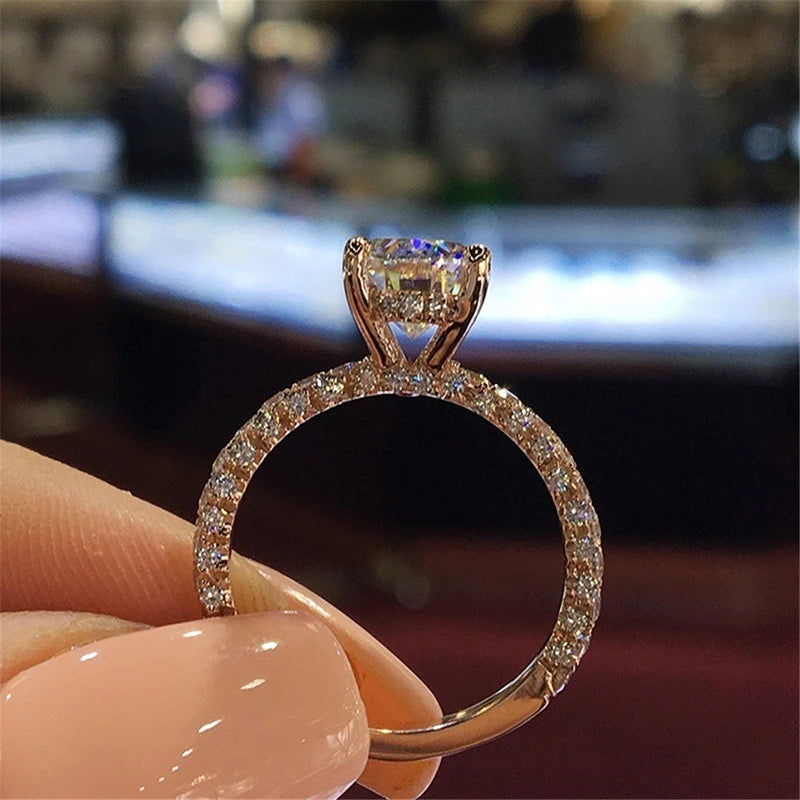 2024 Fashion Rhinestones Zircon Rings for Women Jewelry Accessories Bride Wedding Party Girl Gift Cute Women Rings