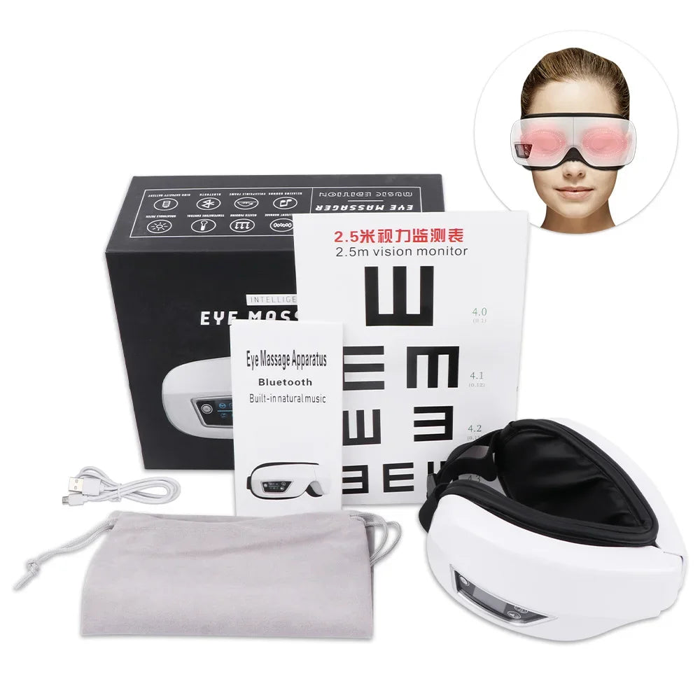 Eye Massager 6D Smart Airbag Vibration Bluetooth Eye Care Instrument Hot Compress Bluetooth Eye Massage Glasses Fatigue Pouch