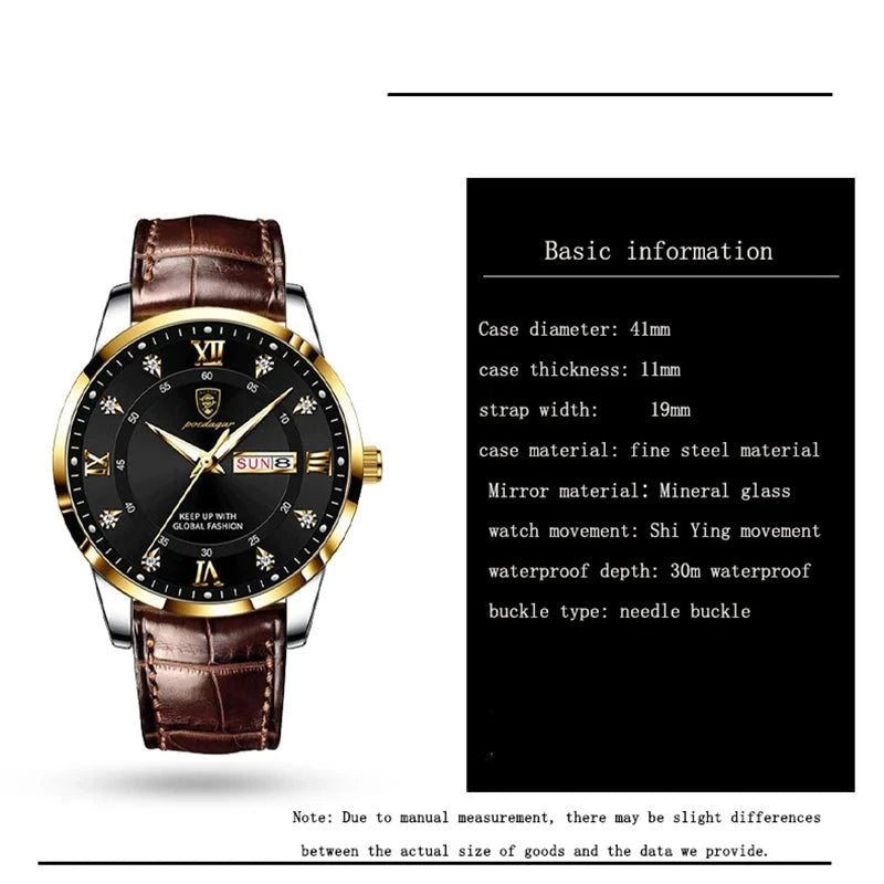 2024 Men Watches Waterproof Luminous Top Brand Luxury Leather Casual Sports Quartz Wristwatch Military Man Watch For Men relogio