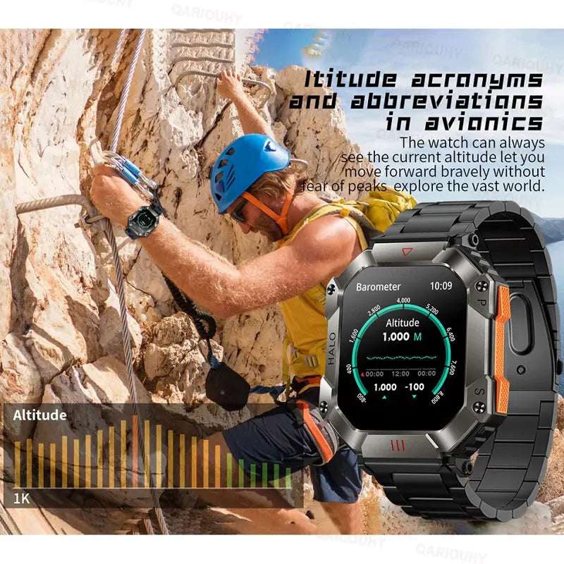 650mAh Battery Watch Waterproof Men Smart Watch Compass Weather Outdoor Sports SmartWatch GPS Movement Track Bluetooth Call