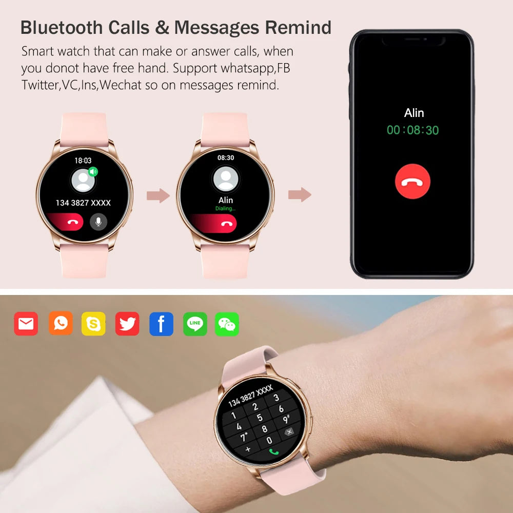 2024 Bluetooth Call Smart Watch Women Custom Dial Watches Men Sport Fitness Tracker Heart Rate Smartwatch For Android IOS