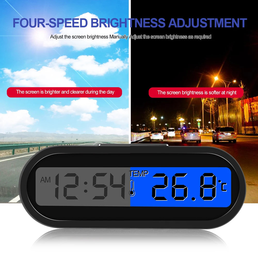 Mini Electronic Car Clock Time Watch Auto Clocks Luminous Thermometer LCD Backlight Digital Display Car Styling Accessories