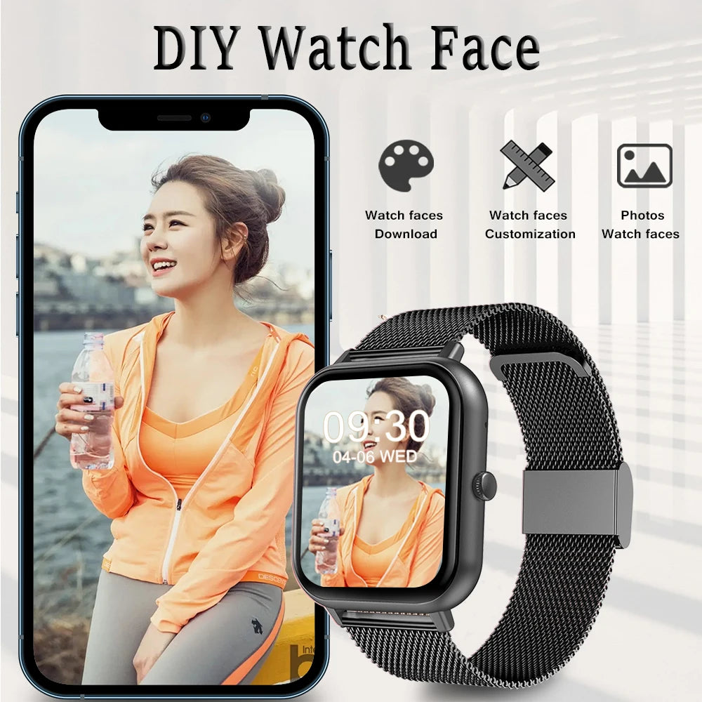 New Smart Watch Women Custom Dial For Android Smartwatch Waterproof 2023 Bluetooth Music Watch Men Full Touch Bracelet Clock