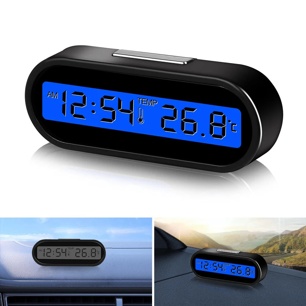 Mini Electronic Car Clock Time Watch Auto Clocks Luminous Thermometer LCD Backlight Digital Display Car Styling Accessories