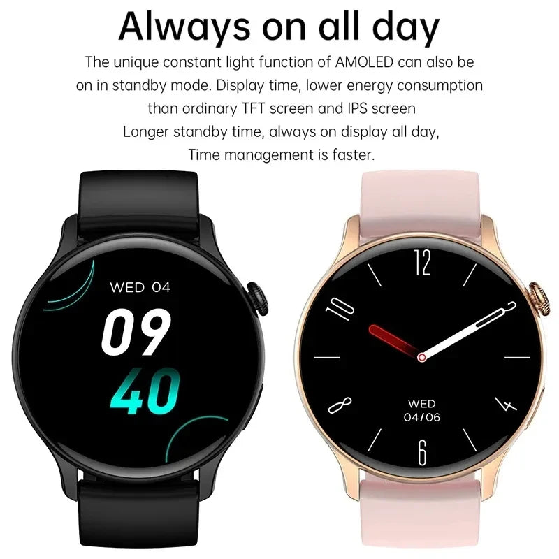 2024 Smartwatch Women 466*466 AMOLED 1.43" HD Screen Always Display Time Bluetooth Call IP67 Waterproof Sports Smart Watch Men