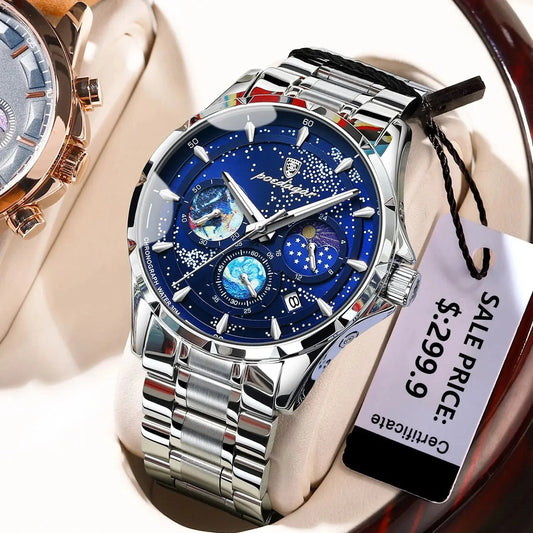 Casual Man Wristwatch Luxury Waterproof Luminous Date Men Watch Chronograph Stainless Steel Men's Quartz Watches Clock