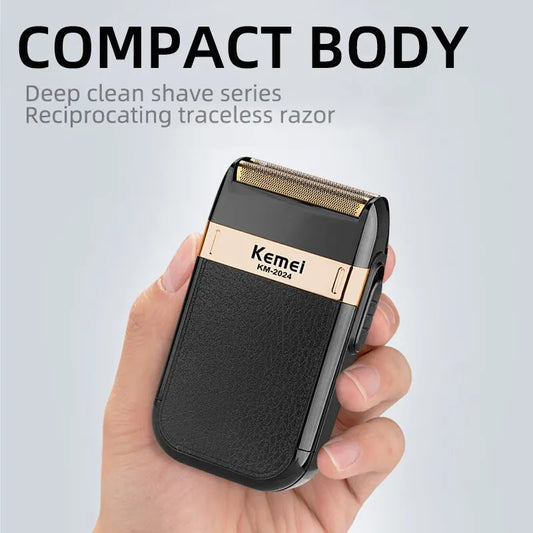 Kemei-2024 Electric Shaver for Men Twin Blade Waterproof Reciprocating Cordless Razor USB Rechargeable Shaving Barber Trimmer