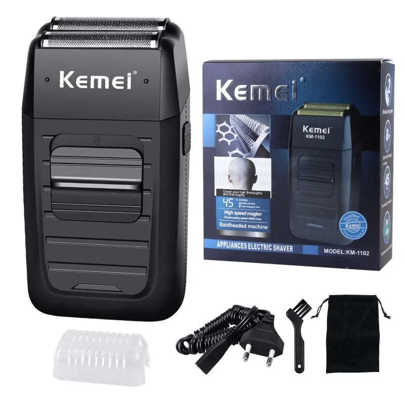 KEMEI-1102 Compact Rechargeable Lithium Ion Shaver Kit,Foil Professional Electric Shaver for Men