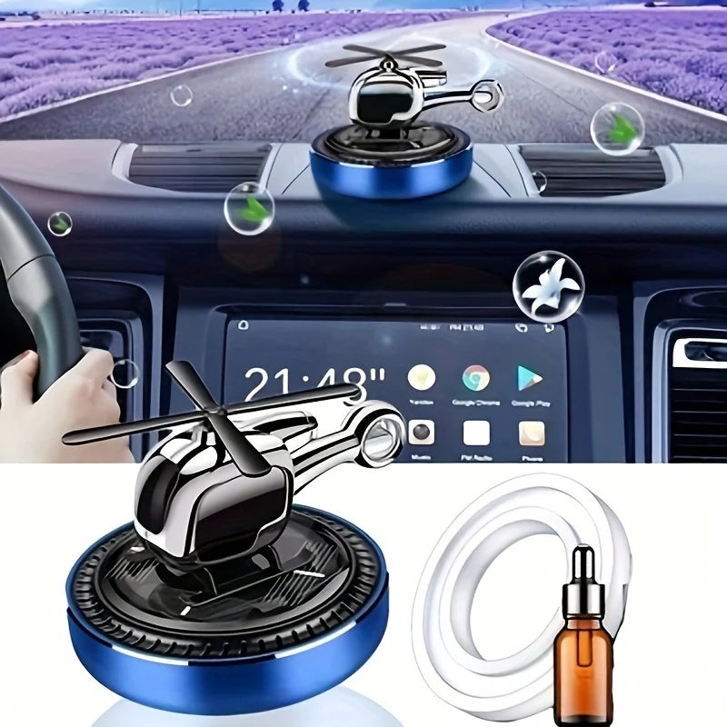 Car mounted solar helicopter aromatherapy multifunctional creative air freshener with long-lasting and diverse flavors