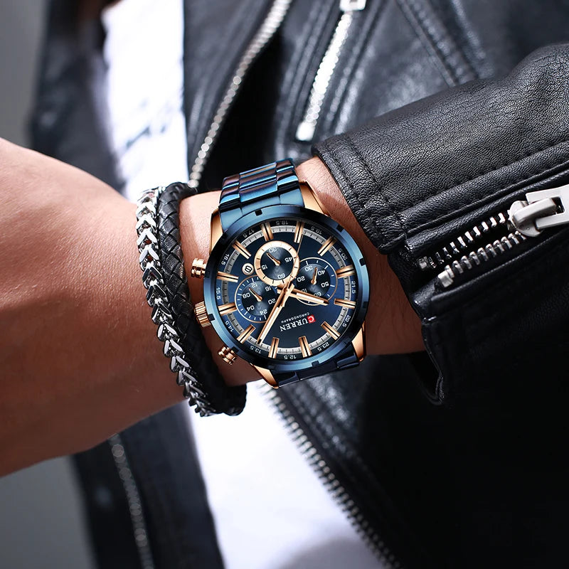 Men Watch Top Brand Luxury Sports Quartz Mens Watches Full Steel Waterproof Chronograph Wristwatch Men Relogio Masculino