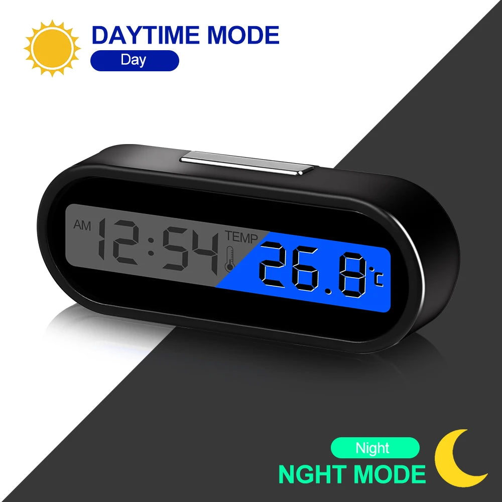 Mini Electronic Car Clock Time Watch Auto Clocks Luminous Thermometer LCD Backlight Digital Display Car Styling Accessories