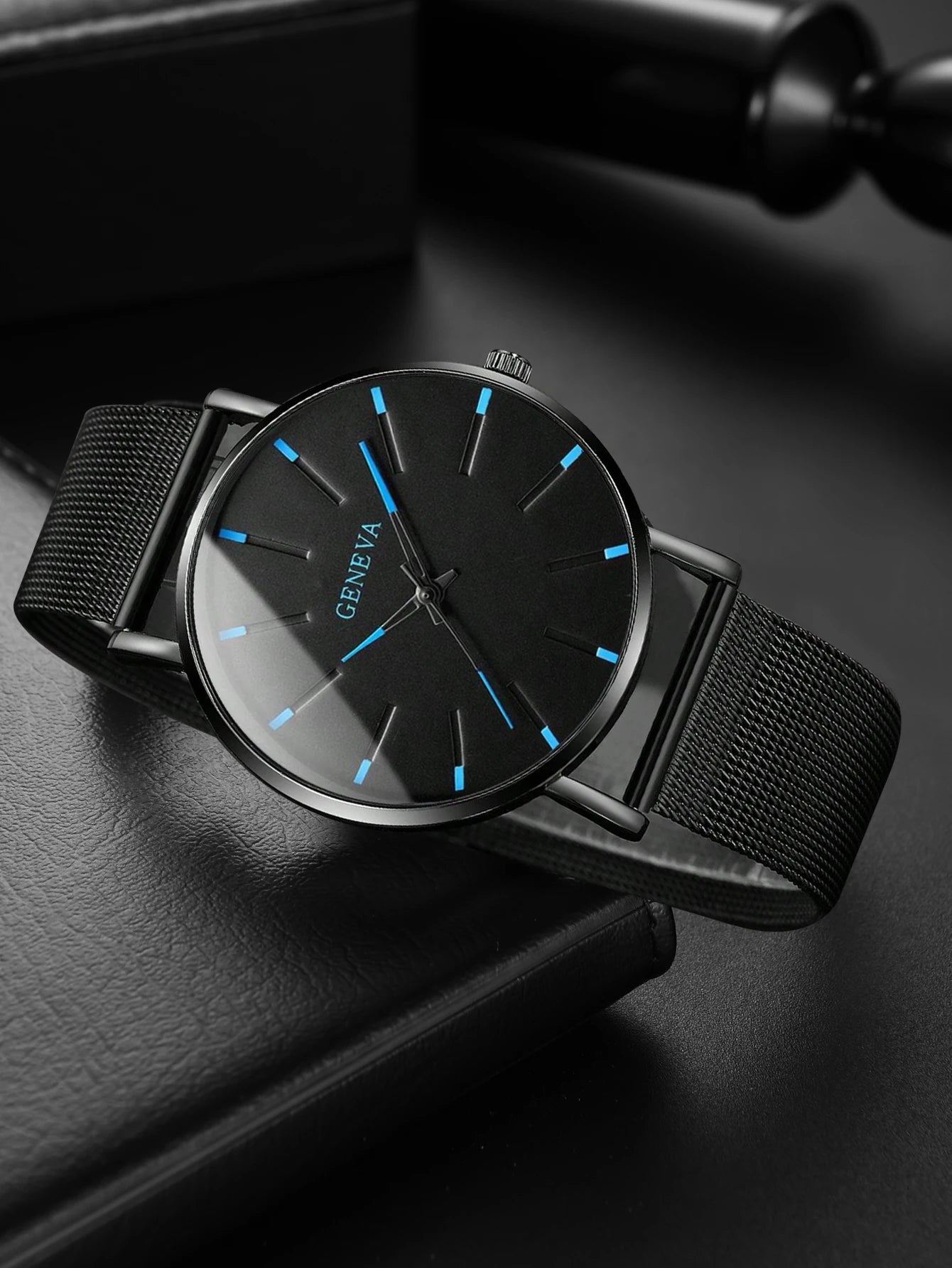 2PCS Set 2023 Minimalist Men's Fashion Ultra Thin Watches Simple Men Business Stainless Steel Mesh Belt Quartz Watch