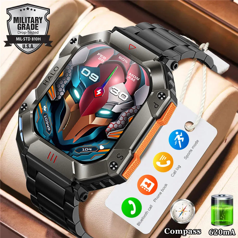 650mAh Battery Watch Waterproof Men Smart Watch Compass Weather Outdoor Sports SmartWatch GPS Movement Track Bluetooth Call