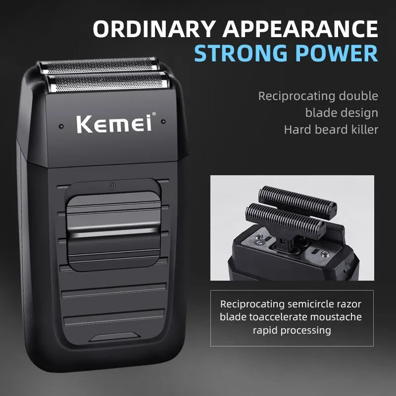 KEMEI-1102 Compact Rechargeable Lithium Ion Shaver Kit,Foil Professional Electric Shaver for Men