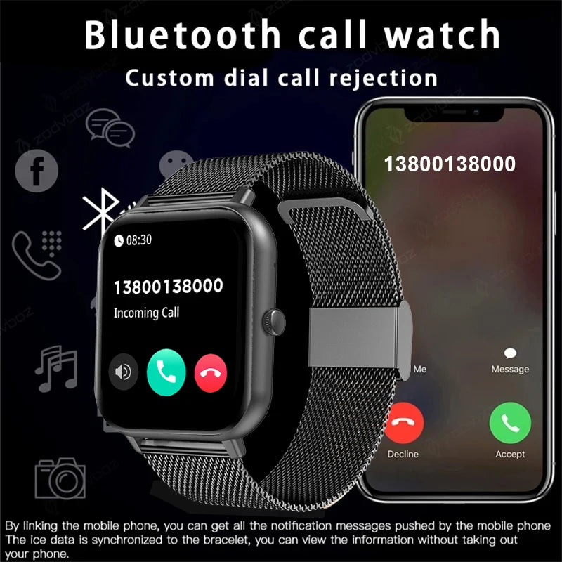 New Smart Watch Women Custom Dial For Android Smartwatch Waterproof 2023 Bluetooth Music Watch Men Full Touch Bracelet Clock