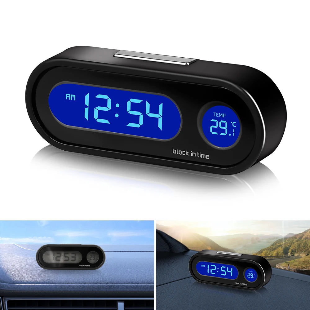 Electronic Digital Car Clock LCD Display Luminous Thermometer Automobiles Dashboard Clock Car Interior Accessories