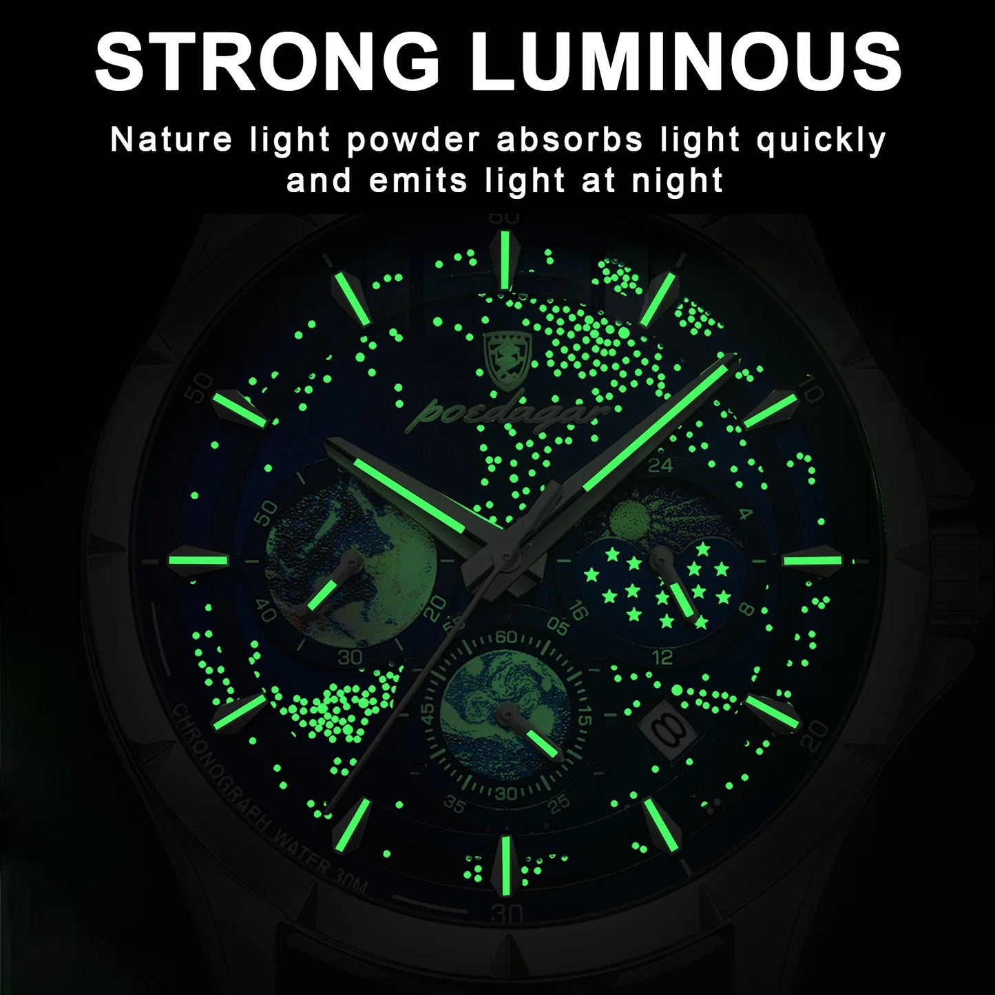 Casual Man Wristwatch Luxury Waterproof Luminous Date Men Watch Chronograph Stainless Steel Men's Quartz Watches Clock