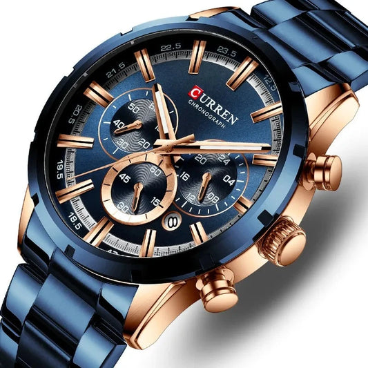 Men Watch Top Brand Luxury Sports Quartz Mens Watches Full Steel Waterproof Chronograph Wristwatch Men Relogio Masculino