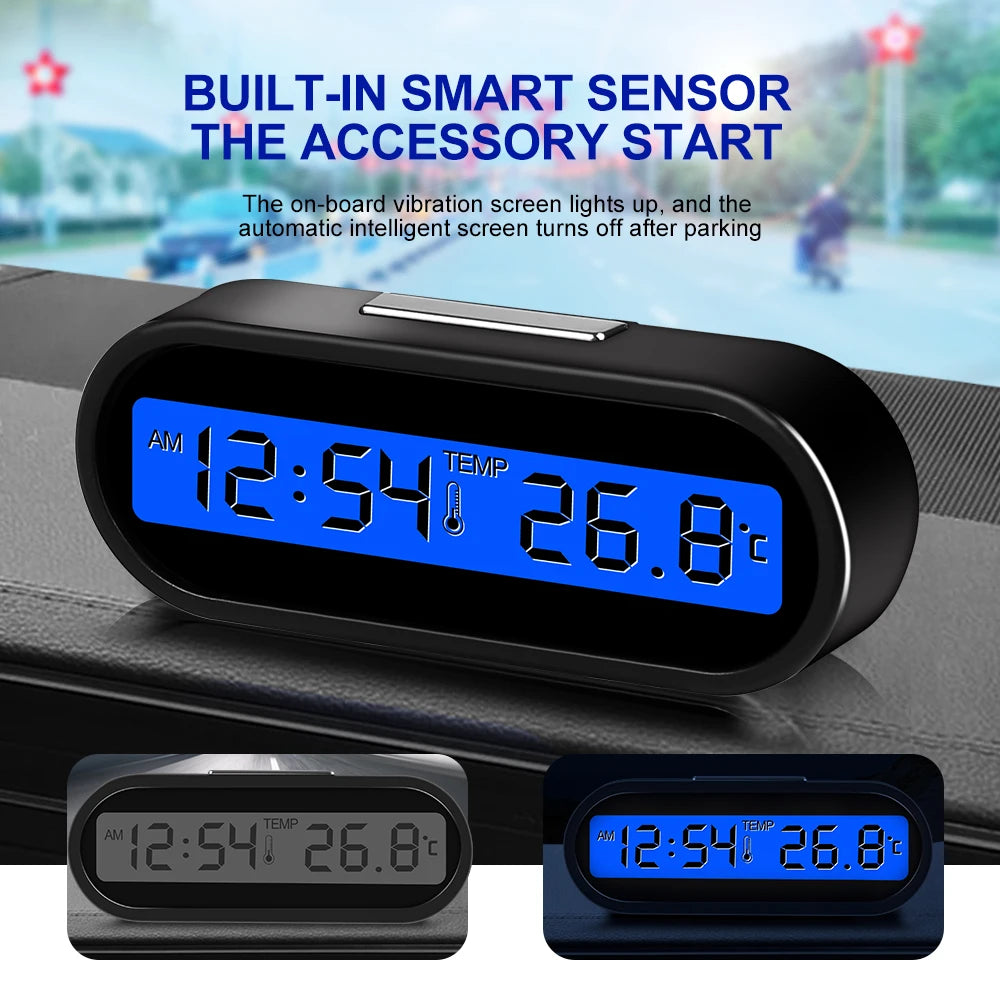 Mini Electronic Car Clock Time Watch Auto Clocks Luminous Thermometer LCD Backlight Digital Display Car Styling Accessories