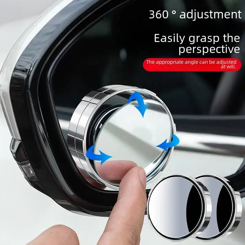 2PCS Car Rearview Mirror Blind Spot Mirror Circular Frame Convex Spotlight Mirror 360 Degree Adjustable Wide Angle