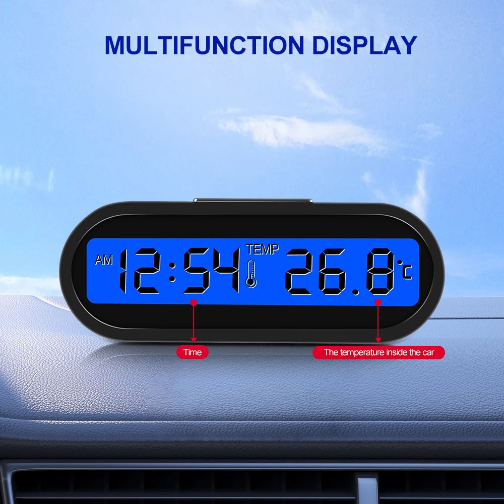 Mini Electronic Car Clock Time Watch Auto Clocks Luminous Thermometer LCD Backlight Digital Display Car Styling Accessories