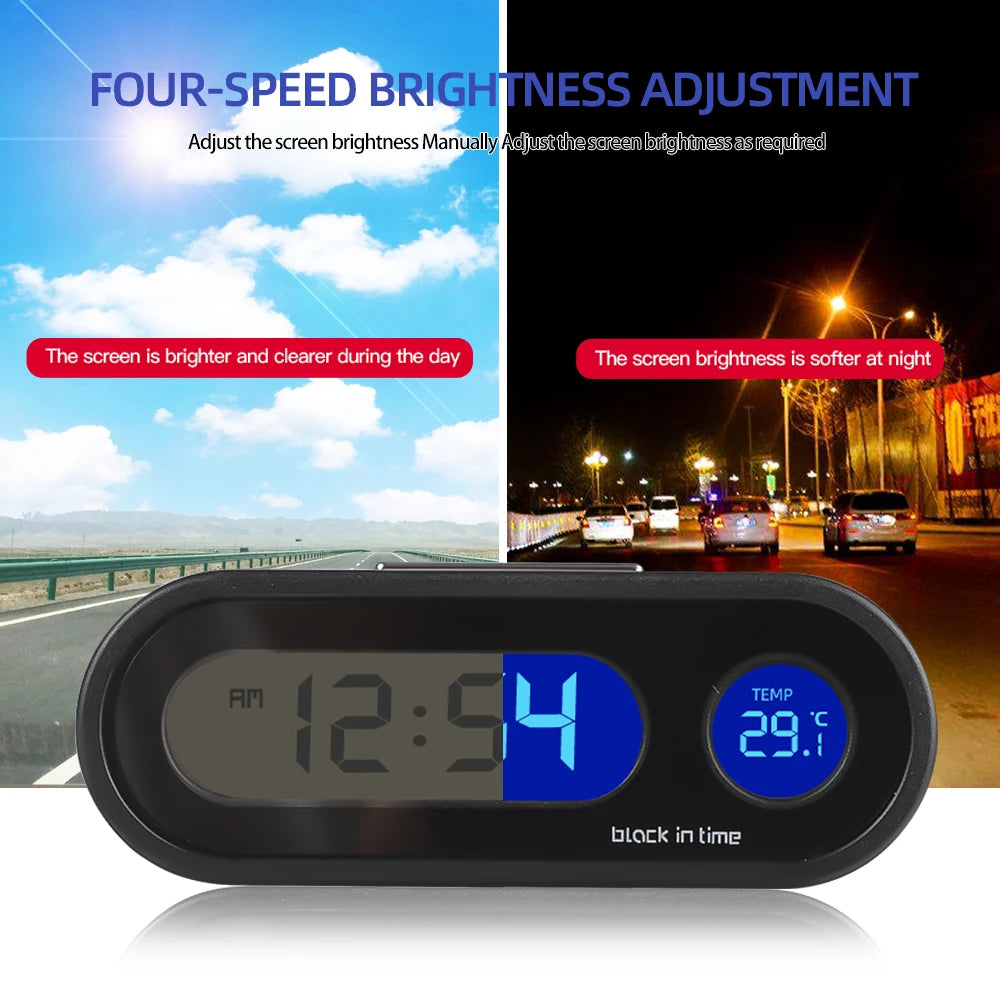 Electronic Digital Car Clock LCD Display Luminous Thermometer Automobiles Dashboard Clock Car Interior Accessories