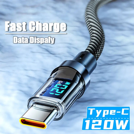 Newest 120W USB to Type C Digital Display Cable Fast Charging 100W PD Type C to Type C Cable For Xiaomi HUAWEI Macbook iPad